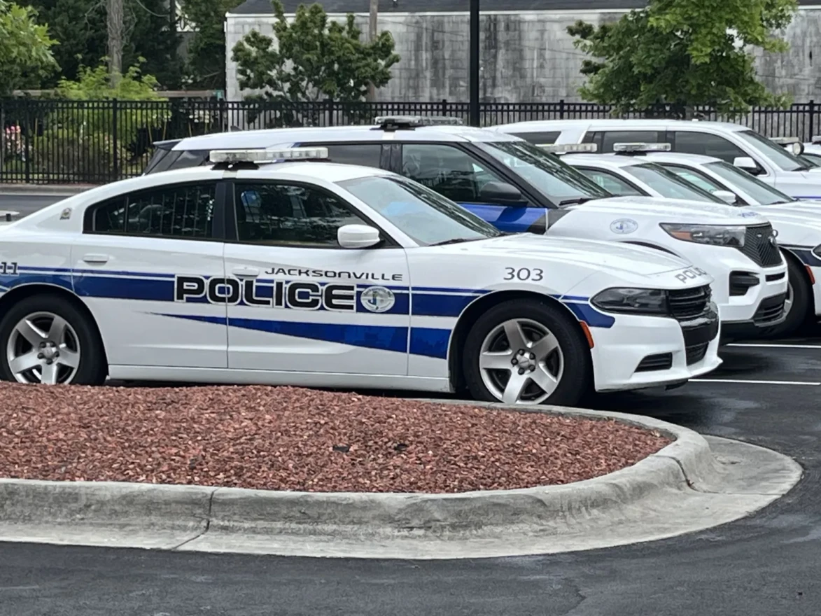 Jacksonville Police cars in a parking lot